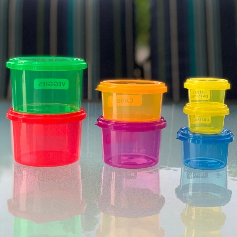 Portion Control Container Kit, Meal Prep Round Food Storage 7-Container Set
